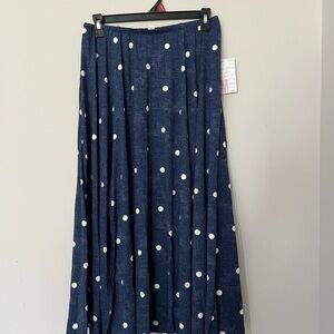 LuLaRoe Navy Blue Maxi Skirt with White Polka Dots